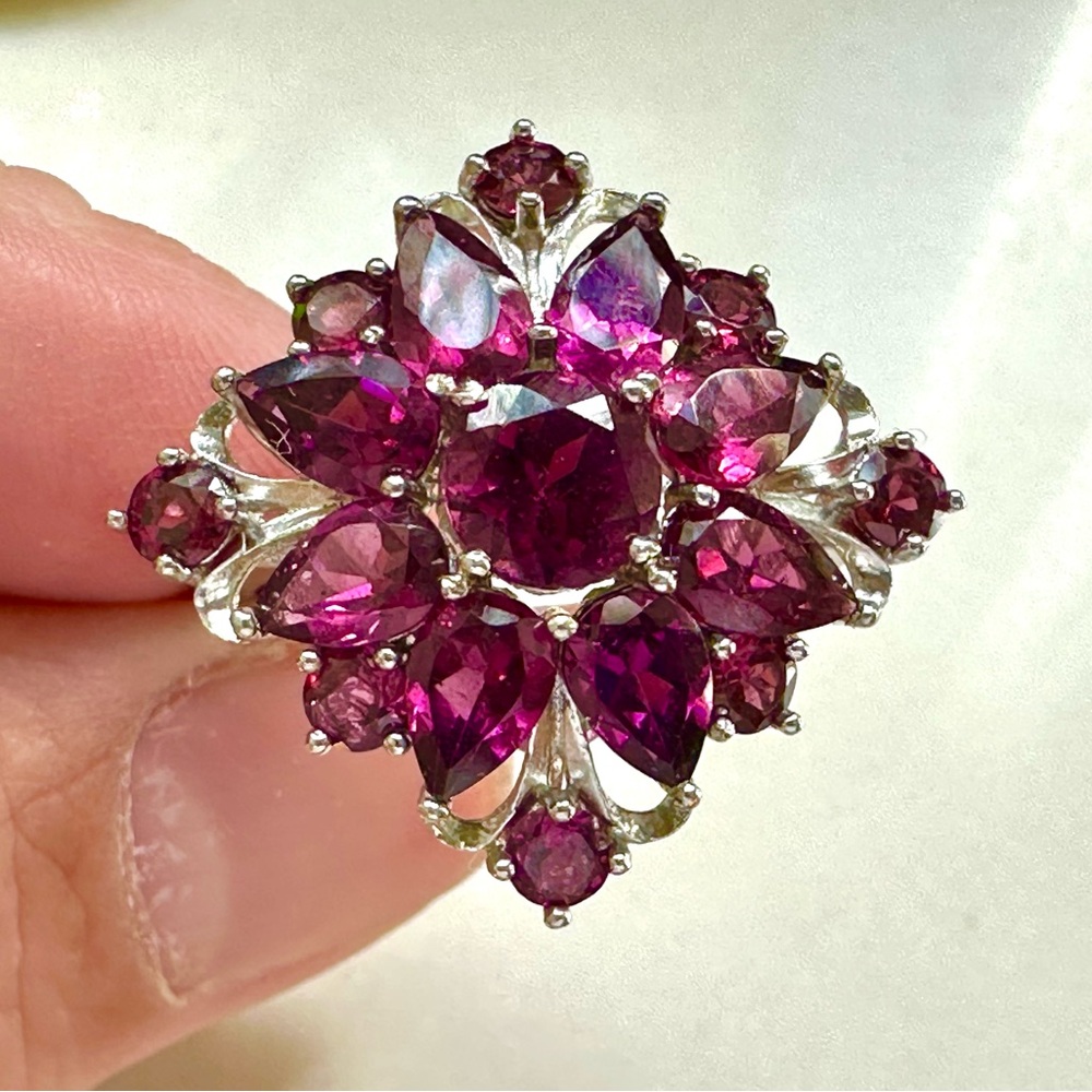 BRAND NEW Rhodolite Garnet Ring, Sterling Silver, Sz 8